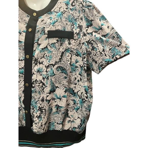 CB Collections Women's Button-Down Stretch Waist Floral Blouse | Size XL VINTAGE - Picture 7 of 9